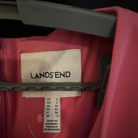 Lands' End Candy Pink Italian Crepe Empire Waist Circle Work Social Dress sz 2 - Picture 9 of 10